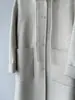 Casaco de Lã Cashmere Tencel! Fofo e Macio! Casaco Longo de Lã Dupla Face com Capuz Estilo Academia Francesa