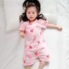 Macacão Pijama Novo de Bebê Algodão Proteção de Barriga Primavera e Verão Roupas de Casa para Meninas Manga Média Sem Ossos Fino Roupas para Engatinhar