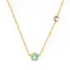 Collar Transfronterizo de Joyería con Goteo de Aceite Flor de Margarita Pequeña Corona Dulce Colgante de Mariposa Cadena para Clavícula Collar de Acero Inoxidable para Mujer