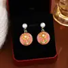 Pendientes Estilo Bosque Chica Dulce Jardín Monet Francés Pendientes Vintage Gota de Aceite Flor Tridimensional Corazón para Mujer