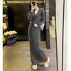 Puro deseo estilo francés, conjunto de moda casual maduro, cárdigan con patrón de rombos, falda de punto retorcido de longitud media conjunto de dos piezas