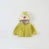 Inverno 2025 Novo Casaco com Capuz de Pinguim com Zíper para Menina Bebê Outwear Tendência Moda Feminina Veludo Manga Longa Outwear