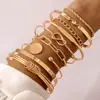 Joyería Transfronteriza Europea y Americana Pulsera de Cadena Simple Personalizada Moda Retro Pulsera Geométrica Brillante Abierta Set de Pulseras