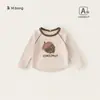 Ropa para niños Bangxuan nuevo conjunto de otoño para bebés niñas, top de punto con bloques de color y cuello redondo para bebé, camiseta de manga larga con tacto de algodón para niñas