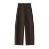 Pantalones casuales a medida de talle alto, color azul marino, pierna curva, estilo nuevo de otoño para mujer, corte holgado, adecuados para ir al trabajo, efecto adelgazante, diseño de pierna ancha, corte recto