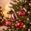 Bolas pintadas de Navidad, 12 piezas en caja de PVC, bolas de Navidad galvanizadas, 6 cm, adornos colgantes para decoración de árbol de Navidad, bolas pintadas a mano