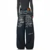 Calça Jeans Lavada Desgastada com Estampa de Letras Estilo Americano Streetwear para Homens e Mulheres Retro Solta Design Vintage Calça Longa