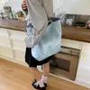 Bolso brillante de un solo hombro estilo coreano, bolso de nailon a cuadros de doble cara, fresco y de gran capacidad, bolso tote versátil para ir al trabajo, bolso de axila