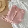 Chaqueta Cardigan de Punto Trenzado Rosa Cuello Redondo para Mujer 2026 Primavera Estilo Coreano Plisado Holgado Reductor de Edad Manga Larga Top de Punto