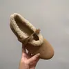 Zapatos Birkenstock de Peluche Estilo Coreano para Mujer 2026 Otoño/Invierno Nuevos Planos Suela Suave Zapatos Mary Jane Cálidos de Algodón