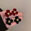 Pendientes de Flor de Terciopelo Rojo para Mujer 2026 Nuevo Estilo Pendientes de Lujo Ligero de Gama Alta con Temperamento Elegante y Estiloso, Pendientes Versátiles para Otoño e Invierno