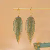 Estilo Europeo y Americano Gancho de Oreja con Borla Colorida de Pedrería Personalidad Moda Aretes Largos Lujo Ligero Alto Grado Elegante Temperamento Aretes Exagerados