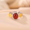 Anillo de plata de ley Yilu S925 bañado en plata de ley con diseño retro de huevo auspicioso morado sangre, estilo étnico y temperamento nacional.