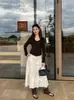 [LS Black Label] Nueva colección de otoño: Camiseta sencilla y casual de manga larga con cuello en U para mujer, diseñada para ser estilizada y favorecedora, estilo 30719 #