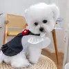 Pet Circle Roupas para Cães e Gatos Coleção Vestido com Bolso Jeans Floral Cão de Porte Pequeno e Médio Vestido com Suspensório Flor Vermelha Pequena
