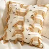Funda de Cojín Decorativo para Sofá Cama Estilo Retro de Gama Alta Tono Crema Cojín Lumbar Marrón Funda de Cojín para Ventana de Rincón
