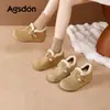 Mules de Felpa para Mujer Augusden 2026 Nuevos Zapatos de Invierno con Tacón Alto y Suela Gruesa Peludos Completamente Cubiertos para Ponerse y Quitarse Zapatos de Algodón