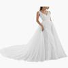 Vestido de Novia de Comercio Exterior con Escote en V, Encaje, Sin Mangas, Corte Sirena, Cintura Ajustada y Falda Amplia, Vestido Principal para la Novia, Una Pieza al por Mayor