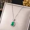 Corrente de clavícula em aço titânio estilo nacional retrô pingente de cadeado da paz de jade temperamento versátil acessórios de estilo chinês de alta qualidade