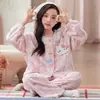 Pijama Infantil de Flanela para Meninas, Outono/Inverno, Com Veludo Adicional, Mais Grosso, para Crianças Maiores, Fleece de Coral, Meninos Bebês, Conjunto para Ficar em Casa