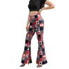 Calças Transfronteiriças de Verão Europeias e Americanas Calças Flare do Dia da Independência Feminina Leggings Casuais Estampadas Digitalmente Listradas Calças Femininas