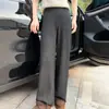 Outono/Inverno 2026 Novo Tricô de Caxemira Espesso de Quatro Fios Pesado Calça de Perna Larga Feminina Cintura Alta Emagrecedora Perna Reta Calça de Lã