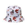 Chapéu de sol de guarda-sol na moda estilo coreano chapéu de pescador com estampa de gato bonito chapéu de pescador de dupla face chapéu de bacia de dupla face verão feminino