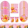 Amazon Juego de Vajilla para Fiesta Temática de Winnie the Pooh Rosa Plato de Papel Desechable Vaso de Papel Servilleta