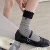 Meias de Renda com Botões de Agulha Dupla de Outono e Inverno para Mulheres, Meias de Meia Panturrilha, Estilo Japonês da Moda, Uso de Duas Maneiras, Com Punho, Meias Folgadas para Meninas