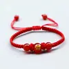 Pulseira de corda vermelha do zodíaco ágata vermelha natural contas da sorte femininas pulseira de casal tecida à mão
