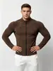 Chaqueta deportiva unisex de cremallera, manga larga, forro polar de doble cara, cálida, alta elasticidad, para fitness, running, casual, superventas transfronteriza