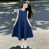 Vestido de Verão para Meninas 2026 Novo Estilo Vestido Regata Infantil Vestido de Algodão de Verão para Crianças Maiores Vestido de Princesa