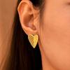 Joyería Xinyixin viento ins patrón de hoja de amor aretes de camino acero inoxidable electrochapado PVD aretes simples al por mayor