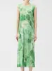Vestido estilo japonés de Issey Miyake con un toque de alta gama, estampado elegante, corte holgado, falda versátil de longitud media, drapeado, vestido moderno y elegante