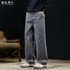 Pantalones Casuales Rectos Lavados Desgastados de Algodón Puro Estilo "Espiga" Old Money para Hombre Color Caqui Holgados Largos Talla Extra Otoño