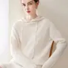 Sudadera de Cachemir para Mujer % Cachemir Puro Otoño Invierno Nueva Llegada Consinee Manga Larga Jersey de Punto Suéter Abrigo Europeo Americano