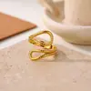 Anillo Cruzado de Acero Inoxidable Chapado en Oro de 18 Quilates, Estilo Nuevo Europeo y Americano, para Mujer, Versátil para el Uso Diario, Joyería de Anillo Abierto Simple y a la Moda