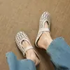2026 Nuevo Estilo Zapatos Mary Jane Franceses Retro Calados con Correa Única, Planos, Cómodos, Transpirables Pantuflas, Zapatos Hechos a Mano, Talla Grande