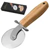 Suministro Directo de Fábrica Mango de Bambú Rueda para Pizza Cuchillo de Rueda Cuchillo de Tarta de una Sola Rueda Cuchillo Rodillo Cuchillo para Pizza Herramienta para Hornear Cortador de Pizza