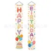 Novos adereços de decoração de aniversário transfronteiriços: Bandeiras decorativas de poliéster 100D, tecido para fundo de aniversário, faixas e dísticos personalizados