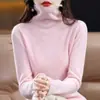 Suéter de Lana 100% Pura para Mujer con Cuello Alto Apilado, Elegante Suéter de Punto Otoño e Invierno Base de Cachemira