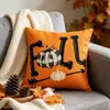 Amazon Transfronterizo Halloween Funda de Cojín Calabaza Divertida Estampado de Lino Decoración de Festival para Sofá del Hogar Funda de Cojín