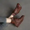 Botas retro de otoño e invierno para comercio exterior transfronterizo, botas de felpa y algodón engrosado para mujer, suela suave y superficie suave, botines casuales para mujer con cremallera lateral