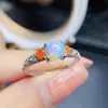 Anillo de Ópalo Blanco Natural Popular al por Mayor de Fábrica Plata S925 Incrustado Piedra Principal 6*6 Joyería de Lujo Venta Directa de Fábrica