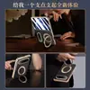 Aplicable a Funda para Teléfono Xiaomi 18Fold Plegable Central Protección Eje Central Cobertura Completa Soporte Giratorio Redondo Funda con Borde Dorado Anticaídas