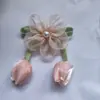 Accesorios de Flor de Tulipa Camelia de Malla Princesa Niños DIY Falda Accesorios Retro para el Cabello Zapatos Sombreros Accesorios de Ropa