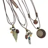 Novo Colar Longo de Pena Estilo Zen Chinês para Mulheres Estilo Étnico Retrô Corrente Decorativa para Suéter Acessórios de Pingente Boêmio