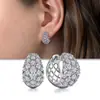 Presilhas de Orelha Cao Shi Estilo Japonês e Coreano com Microincrustação de Zircônia Diamante, Brincos Versáteis Simples de Alta Qualidade, Brincos com Design Vazado em Forma de Diamante