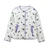 Ropa de Mujer Europea y Americana 2026 Otoño e Invierno Nueva Moda Patchwork Estampado Retro Versátil Manga Larga Holgada Adelgazante Chaqueta de Algodón