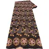 Tecido de algodão com tule suíço e bordado plano floral completo, tecido de renda com strass para vestido étnico nigeriano